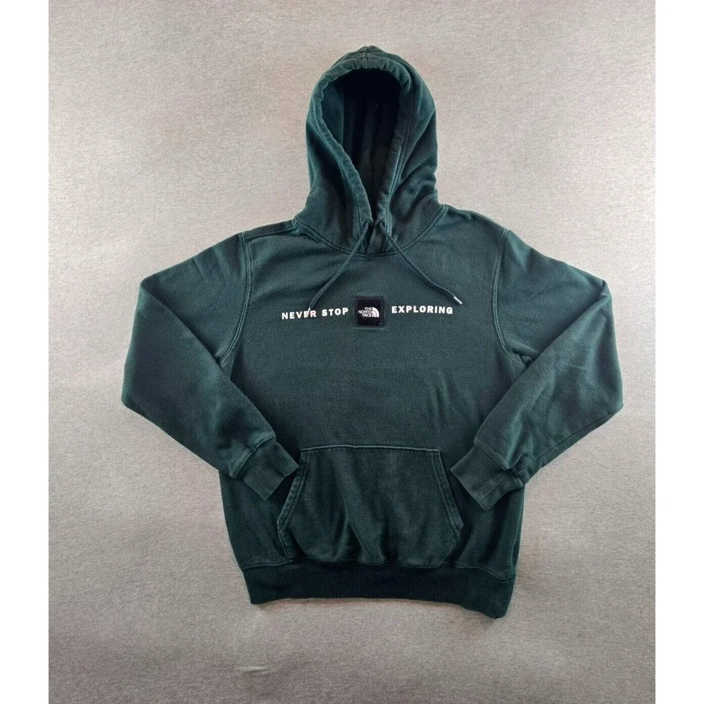 The North Face Mens Forrest Green Chenille Box Logo Hoodie Pullover Size‎ Small